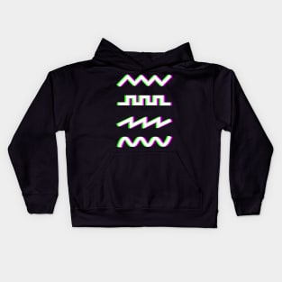 Glitch Synthesizer Audio Waveforms Kids Hoodie